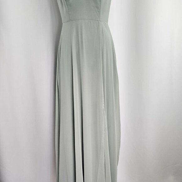 After Six Green Chiffon Open Tie Back Front Slit Maxi Dress Size 6R NWTF Read - Picture 4 of 16